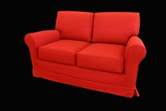 Red couch. Isolated on black Red couch. Isolated on black