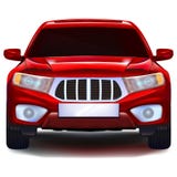 Red crossover car with blank number plate royalty free illustration Red crossover car with blank number plate royalty free illustration