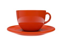 Red Cup With A Saucer Stock Photo