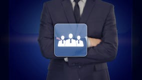 Red del icono del hombre de negocios - concepto de la hora, de HRM, de MLM, del trabajo en equipo y de la dirección stock de ilustración Red del icono del hombre de negocios - concepto de la hora, de HRM, de MLM, del trabajo en equipo y de la dirección stock de ilustración
