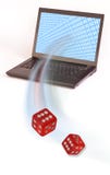 Red Dice And Computer Royalty Free Stock Photography