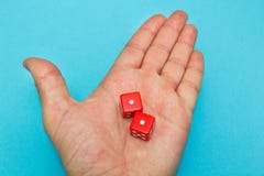 Red dices in the hand, failure stock photos Red dices in the hand, failure stock photos