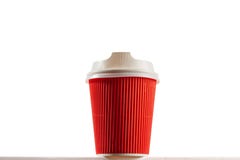 Red disposable coffee cup. royalty free stock image Red disposable coffee cup. royalty free stock image