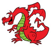 Red dragon cartoon illustration