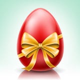 Red Easter egg with big yellow bow vector illustration Red Easter egg with big yellow bow vector illustration
