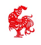 Red flat paper-cut on white as a symbol of Chinese New Year. Of the Rooster 2017 vector illustration Red flat paper-cut on white as a symbol of Chinese New Year. Of the Rooster 2017 vector illustration
