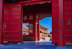 Red Gates and Traditional Chinese Buildings in the Forbidden City stock images Red Gates and Traditional Chinese Buildings in the Forbidden City stock images