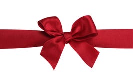 Red gift bow with ribbon.