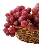 Red Grapes With Drop Of Water On Basket Isolated Stock Images