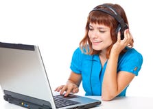 Red-haired Teen-girl Listen To Music Royalty Free Stock Images Red-haired Teen-girl Listen To Music Royalty Free Stock Images