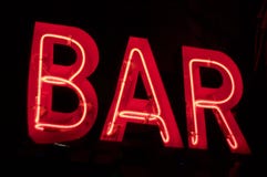 Red oldschool neon BAR sign stock photos Red oldschool neon BAR sign stock photos