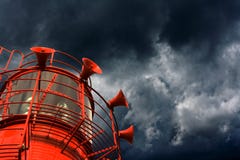 Red lightship with fog horns stock photos Red lightship with fog horns stock photos