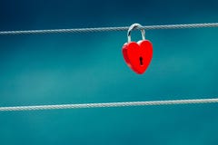 Red love lock padlock on bridge outdoor Stock Photography Red love lock padlock on bridge outdoor Stock Photography