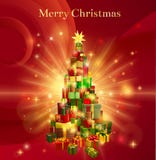 Red Merry Christmas Gift Tree Design