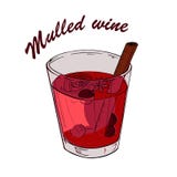 Red mulled wine glass. Vector sketch. vector illustration Red mulled wine glass. Vector sketch. vector illustration