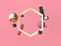 3d rendering red-pink background minimal abstract geometric shape floating gold frame royalty free illustration 3d rendering red-pink background minimal abstract geometric shape floating gold frame royalty free illustration