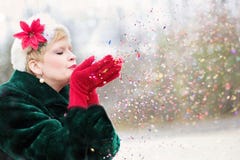 Red, Pink, Girl, Winter Royalty Free Stock Image Red, Pink, Girl, Winter Royalty Free Stock Image