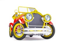 1910 red retro car. On a white background in steampunk style vector illustration 1910 red retro car. On a white background in steampunk style vector illustration