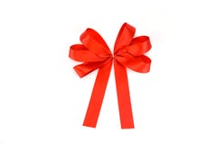 Red Ribbon With Bow Isolated On White Background Stock Images