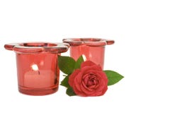 Red Rose And Candles Royalty Free Stock Photo