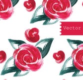 Red roses seamless pattern. Vector illustration. Hand drawn. stock illustration Red roses seamless pattern. Vector illustration. Hand drawn. stock illustration