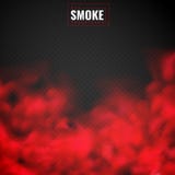 Red smoke. Mist red powder clouds smoking spooky dusty fog condensation transparent smog texture isolated on black vector illustration Red smoke. Mist red powder clouds smoking spooky dusty fog condensation transparent smog texture isolated on black vector illustration