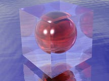 Red Sphere In A Transparent Cube Stock Photos