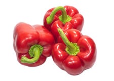 Red Sweet Peppers Isolated On White Stock Images