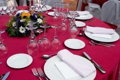Red Table Setting Stock Photo Red Table Setting Stock Photo
