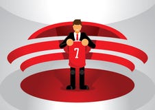 Red team sport opening new player. With number seven team shirt Royalty Free Stock Image Red team sport opening new player. With number seven team shirt Royalty Free Stock Image