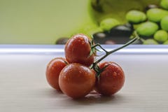 Red tomatoes on the table stock photos Red tomatoes on the table stock photos