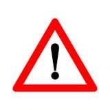 Red triangle caution warning alert sign vector illustration, isolated on white background. Be careful, do not, stop