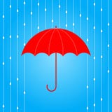 Red Umbrella And Rain. Stock Images