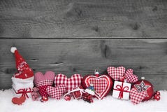 Red white checked christmas decoration on grey wooden background royalty free stock photo Red white checked christmas decoration on grey wooden background royalty free stock photo