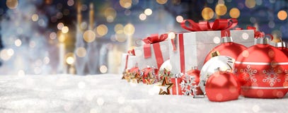 Red Gold Merry Christmas Bokeh Beautiful 3D Background Stock Image ...