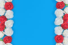 white foams with red rose