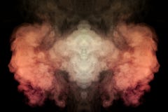 Red and white smoke creating an illusion of movement and a strangely mystical creature illuminated with light on a black isolated vector illustration Red and white smoke creating an illusion of movement and a strangely mystical creature illuminated with light on a black isolated vector illustration