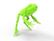Rednering 3d eines springenden Frosches lokalisiert im weißen Studiohintergrund vektor abbildung Rednering 3d eines springenden Frosches lokalisiert im weißen Studiohintergrund vektor abbildung