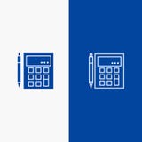 Redovisningen konto, beräknar, beräkningen, räknemaskinen, den finansiell, för matematiklinje och för skåra för fast symbol blåa vektor illustrationer Redovisningen konto, beräknar, beräkningen, räknemaskinen, den finansiell, för matematiklinje och för skåra för fast symbol blåa vektor illustrationer