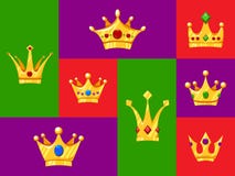 Reeks beeldverhaalkronen Weinig prinses en prins royalty-vrije illustratie Reeks beeldverhaalkronen Weinig prinses en prins royalty-vrije illustratie