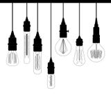 Reeks de zolderlichten van Edison Retro lamp voor ontwerpcatalogus royalty-vrije illustratie Reeks de zolderlichten van Edison Retro lamp voor ontwerpcatalogus royalty-vrije illustratie