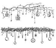 Reeks decoratie van Kerstmis en van het Nieuwjaar Slingers en lichtenvector royalty-vrije illustratie Reeks decoratie van Kerstmis en van het Nieuwjaar Slingers en lichtenvector royalty-vrije illustratie