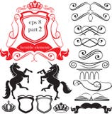 Reeks heraldische silhouettenelementen stock illustratie Reeks heraldische silhouettenelementen stock illustratie