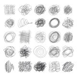 Reeks inktlijnen van hand getrokken texturen, gekrabbel van pen stock illustratie Reeks inktlijnen van hand getrokken texturen, gekrabbel van pen stock illustratie