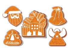 Reeks koekjes van Kerstmis Reeks verschillende peperkoekkoekjes voor Kerstmis Kerstmiskarakters van de Kerstmispeperkoek vector illustratie Reeks koekjes van Kerstmis Reeks verschillende peperkoekkoekjes voor Kerstmis Kerstmiskarakters van de Kerstmispeperkoek vector illustratie