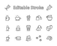 Reeks Koffie en Thee Vectorlijnpictogrammen Bevat dergelijke Pictogrammen zoals Kop thee, Theezakjes, Koffiebonen en Groen Theeve stock illustratie Reeks Koffie en Thee Vectorlijnpictogrammen Bevat dergelijke Pictogrammen zoals Kop thee, Theezakjes, Koffiebonen en Groen Theeve stock illustratie