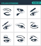 Reeks moderne pictogrammen De wimpers van wimperuitbreidingen, ogen, mascara, oogschaduw, wenkbrauw, eyeliner, verhoging Zwarte t vector illustratie Reeks moderne pictogrammen De wimpers van wimperuitbreidingen, ogen, mascara, oogschaduw, wenkbrauw, eyeliner, verhoging Zwarte t vector illustratie