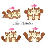 Reeks paareekhoorns in liefde voor de dag van Valentine stock illustratie Reeks paareekhoorns in liefde voor de dag van Valentine stock illustratie