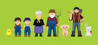 Reeks van de het Beeldverhaal Vectorillustratie van het divers Landbouwbedrijf de Leuke Karakter stock illustratie Reeks van de het Beeldverhaal Vectorillustratie van het divers Landbouwbedrijf de Leuke Karakter stock illustratie