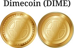Reeks van fysiek gouden muntstuk Dimecoin (DIME) stock illustratie Reeks van fysiek gouden muntstuk Dimecoin (DIME) stock illustratie